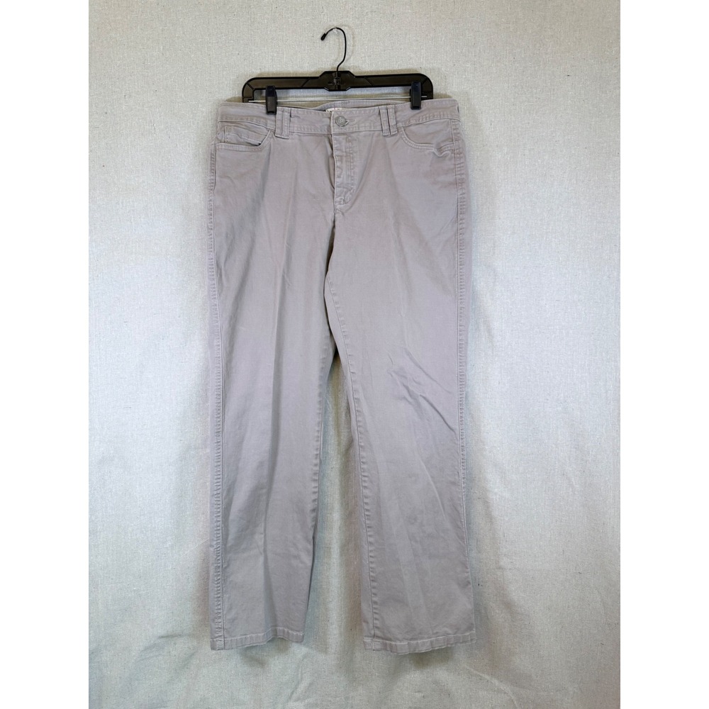 Lee Classic Fit Straight Leg Khaki Pants Tan Women 14 Medium 4603671 Stretch